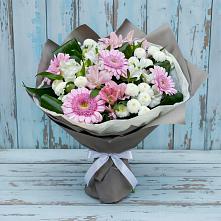 Букет цветов из:  Герберы, Альстромерии и Хризантемы в Октябрьском Московской области