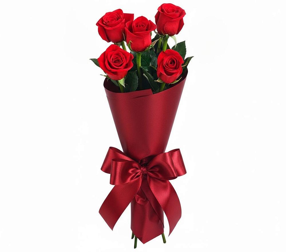 Букет 5 Красных роз Эдлесс Лав в Октябрьском Московской области