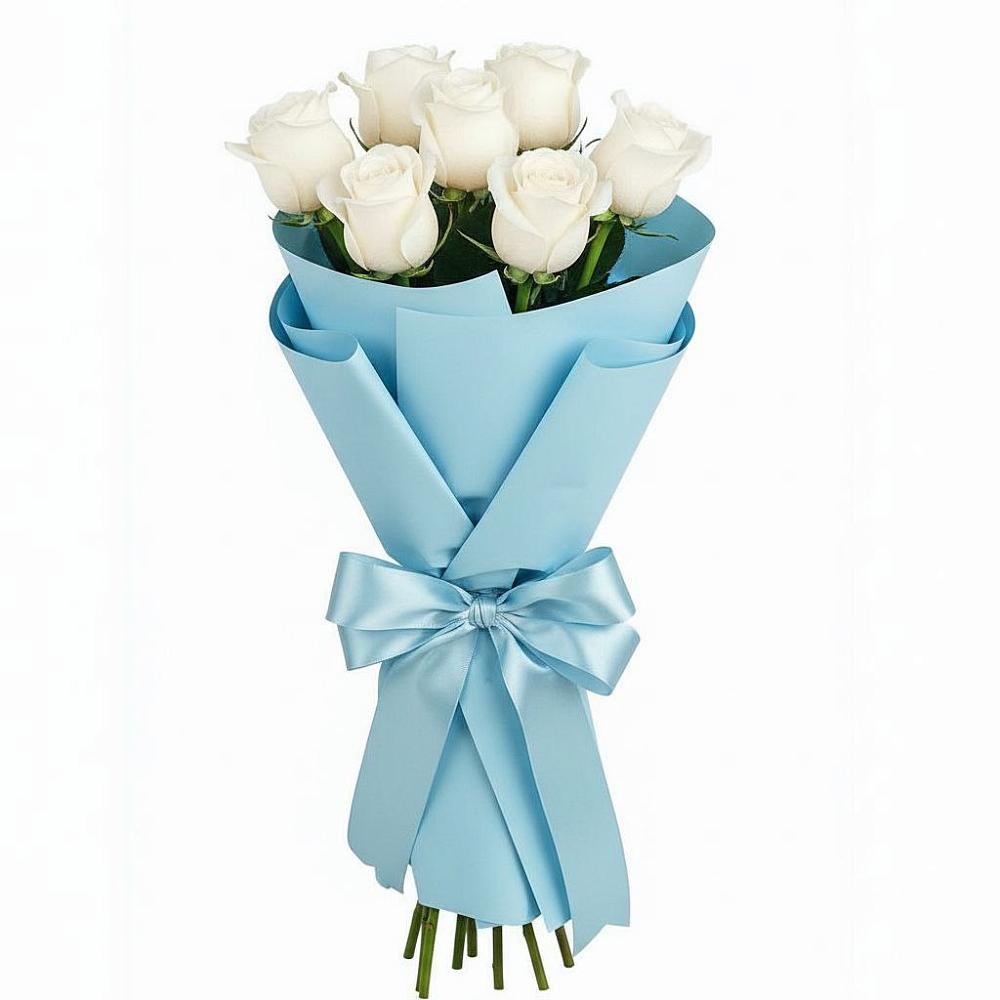 Букет 7 белых роз Проуд в Октябрьском Московской области