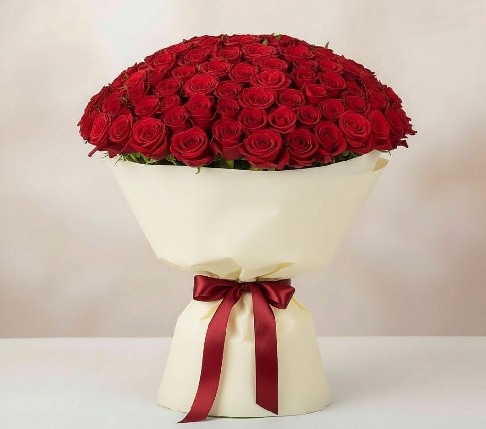 Букет 101 Красная роза Милано в Октябрьском Московской области