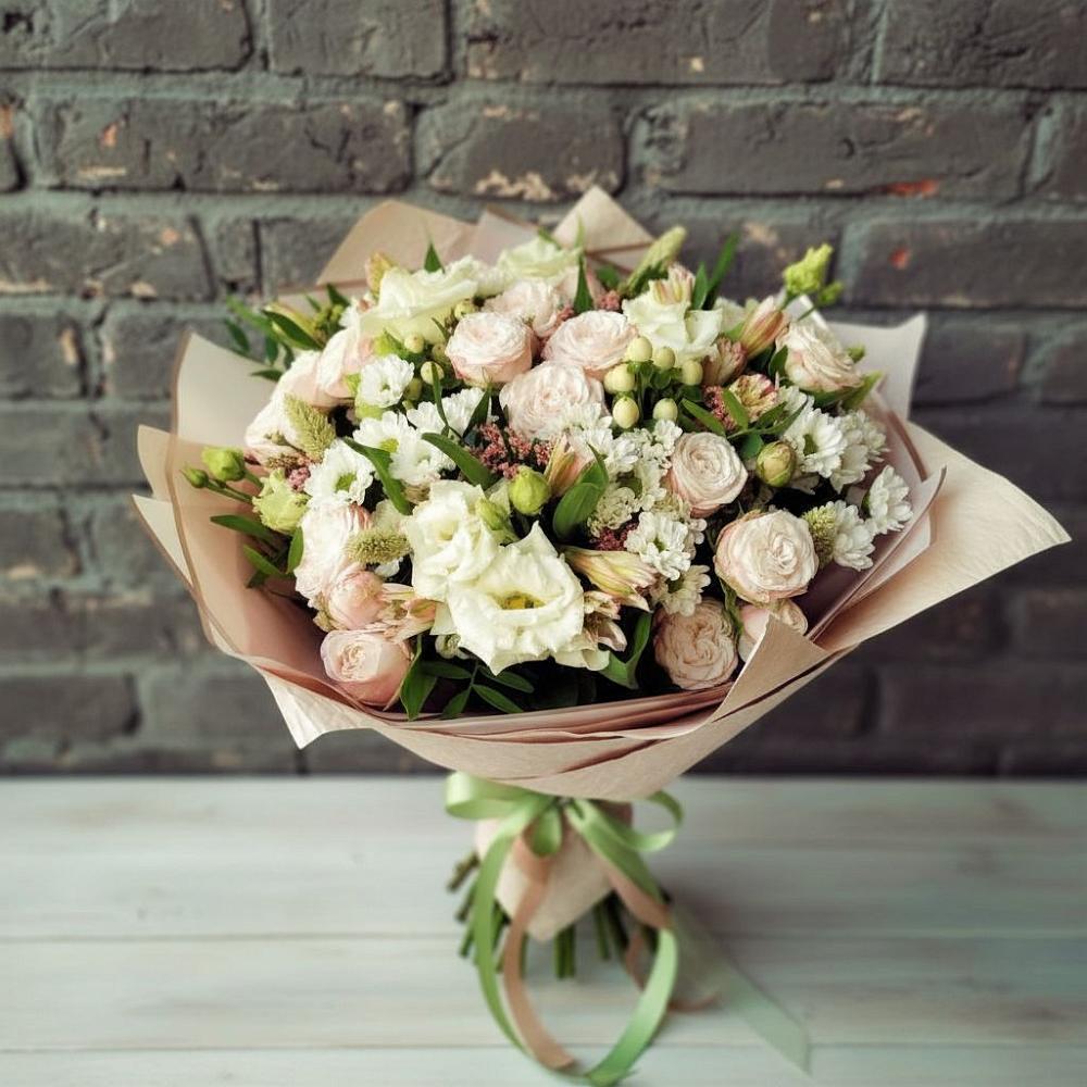 Букет цветов из: Альстромерии, Розы и Хризантемы в Октябрьском Московской области