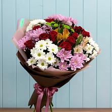 Букет цветов из:  Розы, Хризантемы и Альстромерии в Октябрьском Московской области