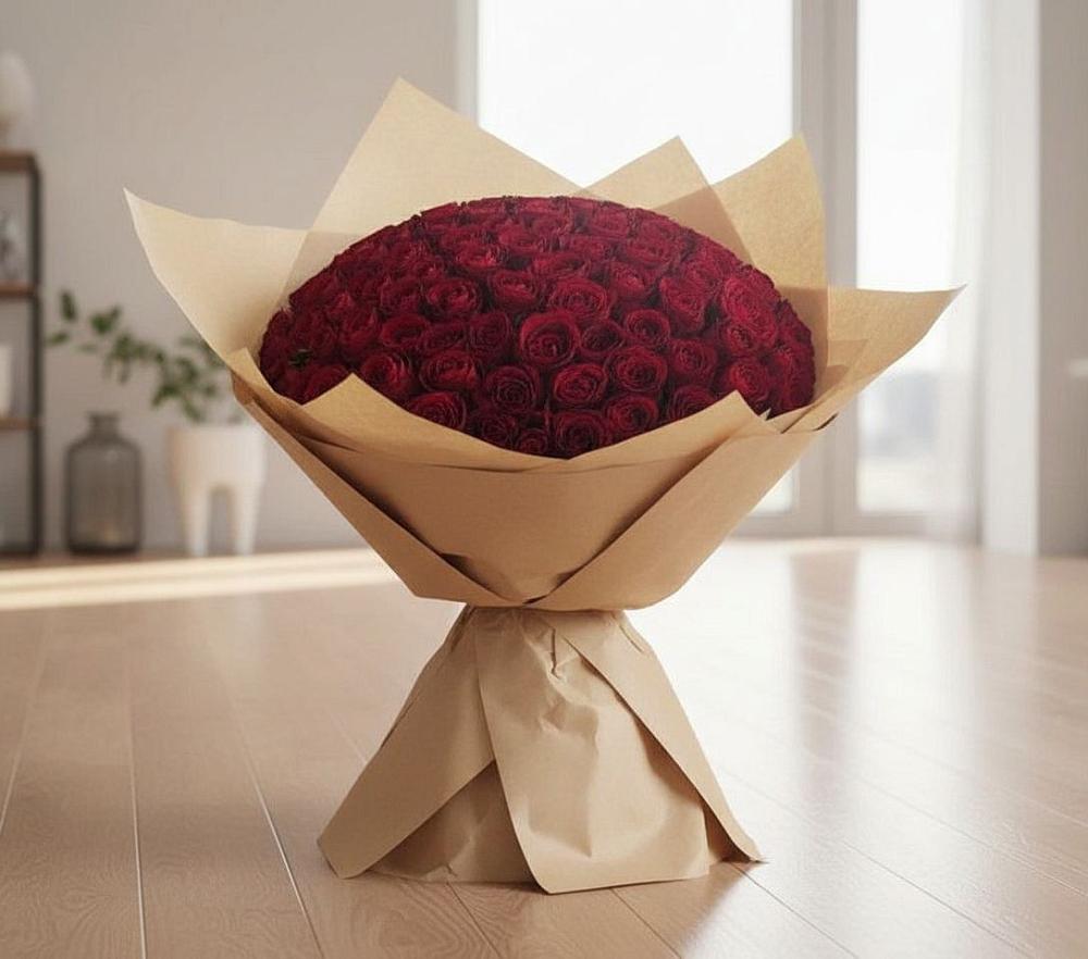 Букет 101 Красная роза в Октябрьском Московской области