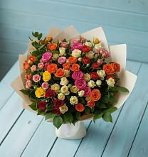 Букет Микс из разноцветных кустовых роз #REPLACE_PRED# Октябрьском Московской области