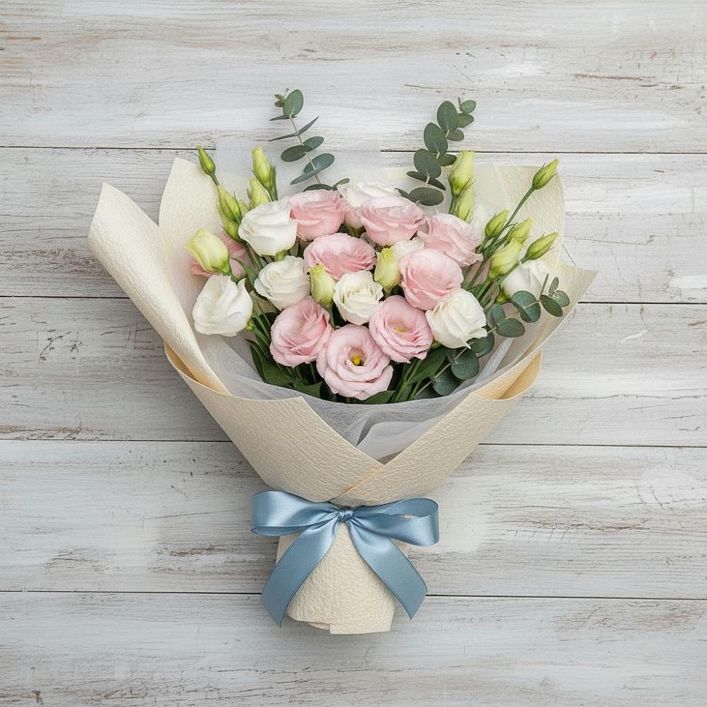 Букет цветов из: Лизиантусы в Октябрьском Московской области